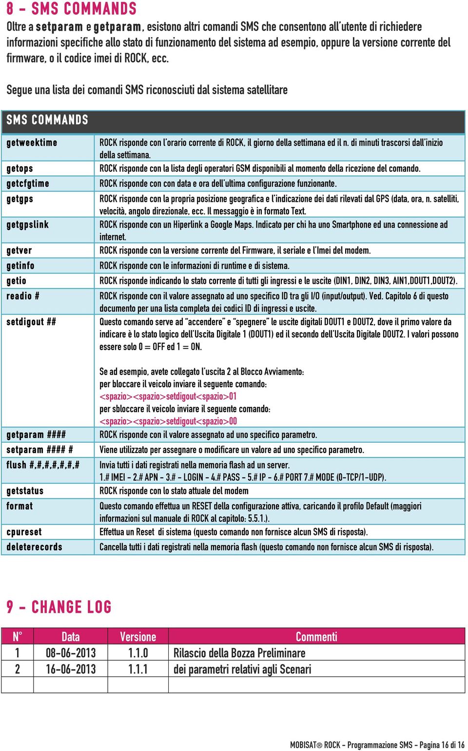 Segue una lista dei comandi SMS riconosciuti dal sistema satellitare SMS COMMANDS getweektime getops getcfgtime getgps getgpslink getver getinfo getio readio # setdigout ## getparam #### setparam