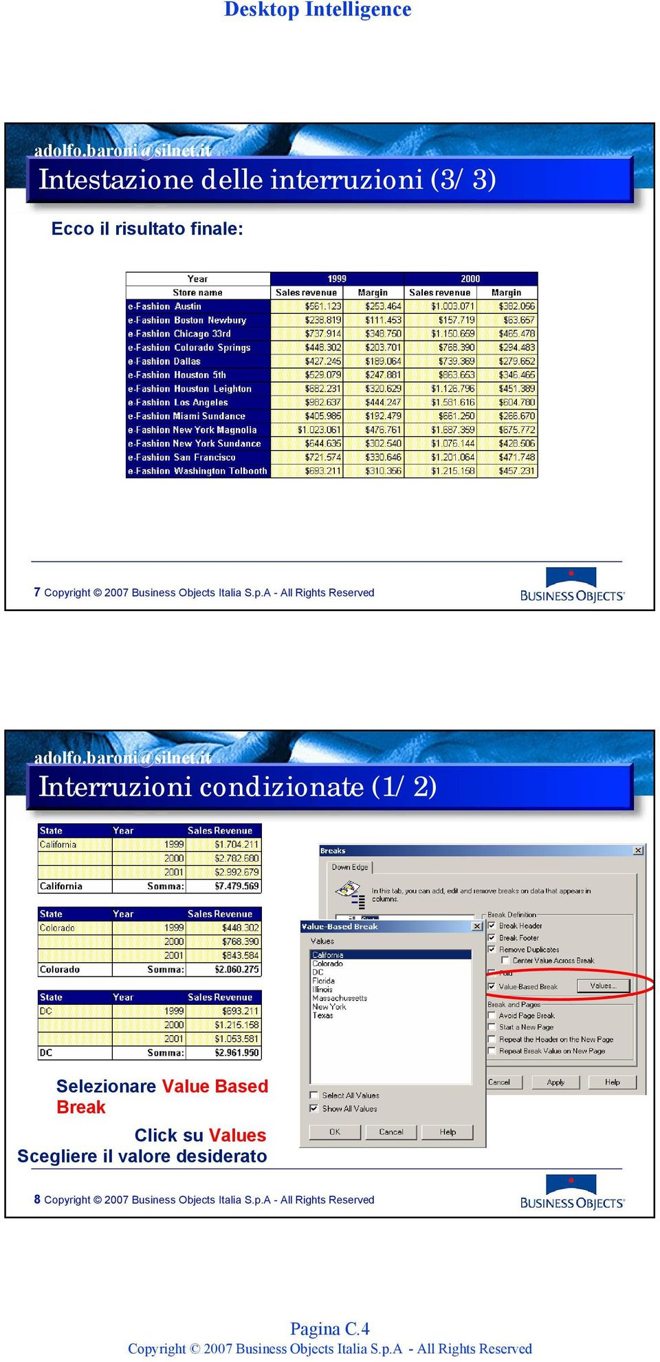 (1/2) Selezionare Value Based Break Click su