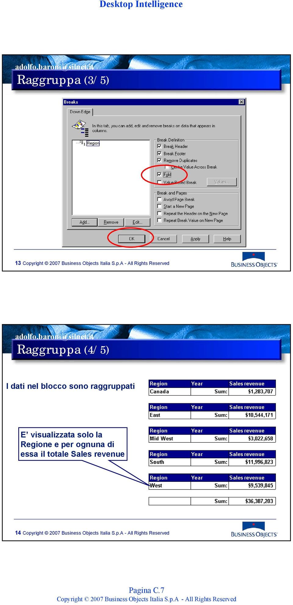 visualizzata solo la Regione e per