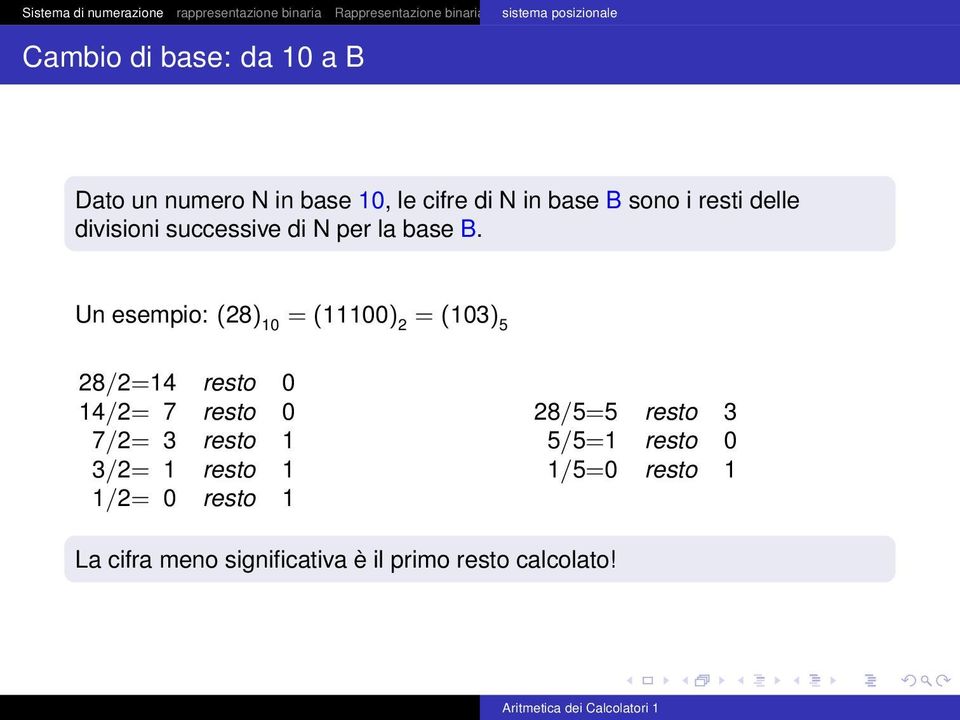 per la base B.