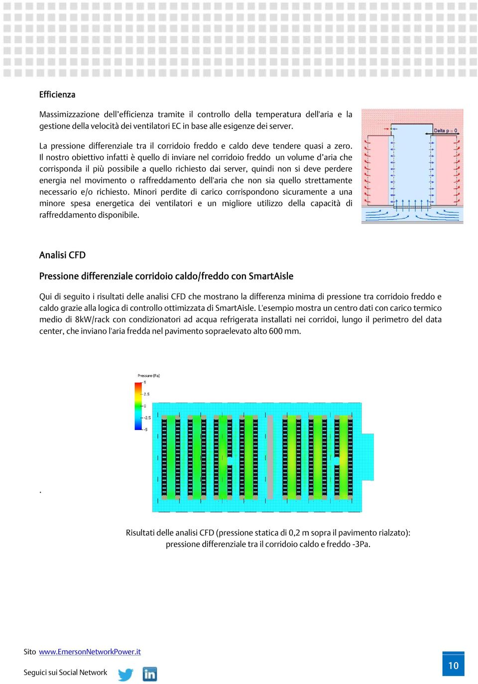 Il nostro obiettivo infatti è quello di inviare nel corridoio freddo un volume d aria che corrisponda il più possibile a quello richiesto dai server, quindi non si deve perdere energia nel movimento