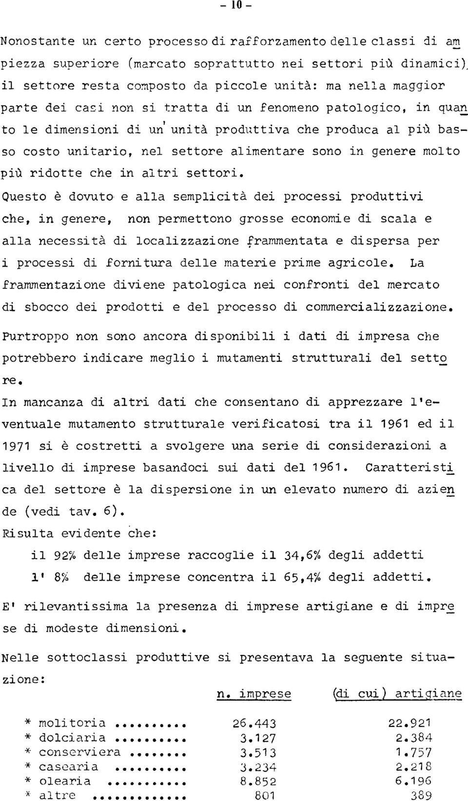 ne settore aimentare sono in genere moto più ridotte che in atri settori.