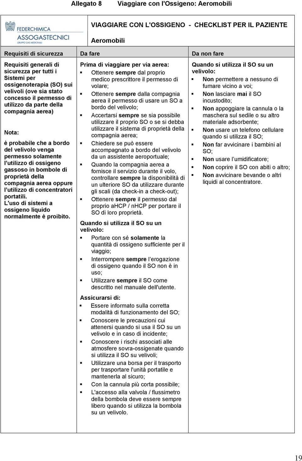 utilizzo di ossigeno gassoso in bombole di proprietà della compagnia aerea oppure l utilizzo di concentratori portatili. L'uso di sistemi a ossigeno liquido normalmente è proibito.