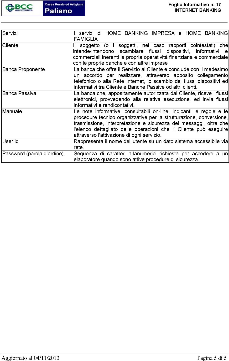 che offre il Servizio al Cliente e conclude con il medesimo un accordo per realizzare, attraverso apposito collegamento telefonico o alla Rete Internet, lo scambio dei flussi dispositivi ed