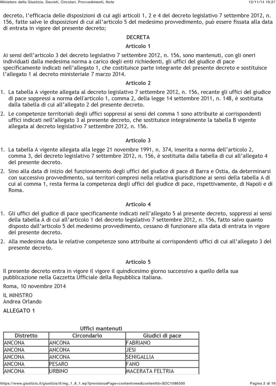 del decreto legislativo 7 settembre 2012, n.