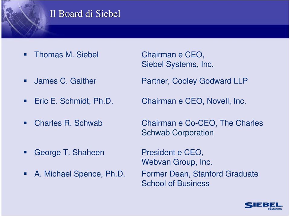 Charles R. Schwab Chairman e Co-CEO, The Charles Schwab Corporation George T.