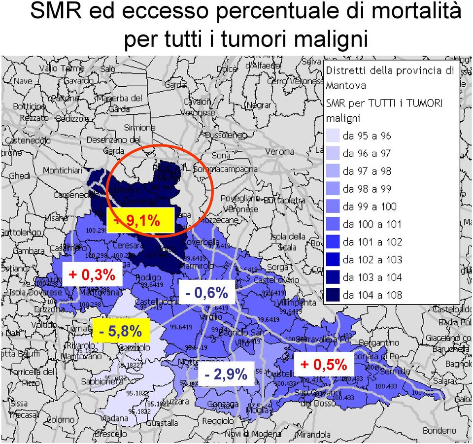 tumori maligni + 9,1% +