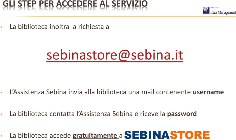 it L Assistenza Sebina invia alla biblioteca una mail contenente