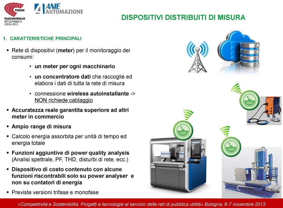 tutta la rete di misura connessione wireless autoinstallante -> NON richiede cablaggio Accuratezza reale garantita superiore ad altri meter in commercio Ampio range di misura