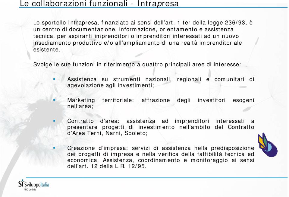 all ampliamento di una realtà imprenditoriale esistente.