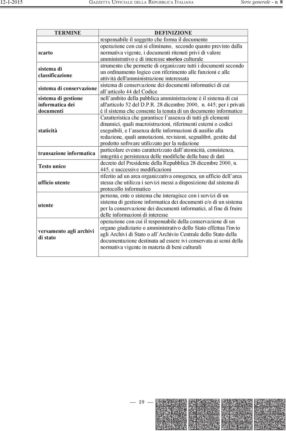 attività dell'amministrazione interessata sistema di conservazione dei documenti informatici di cui sistema di conservazione all articolo 44 del Codice sistema di gestione nell ambito della pubblica