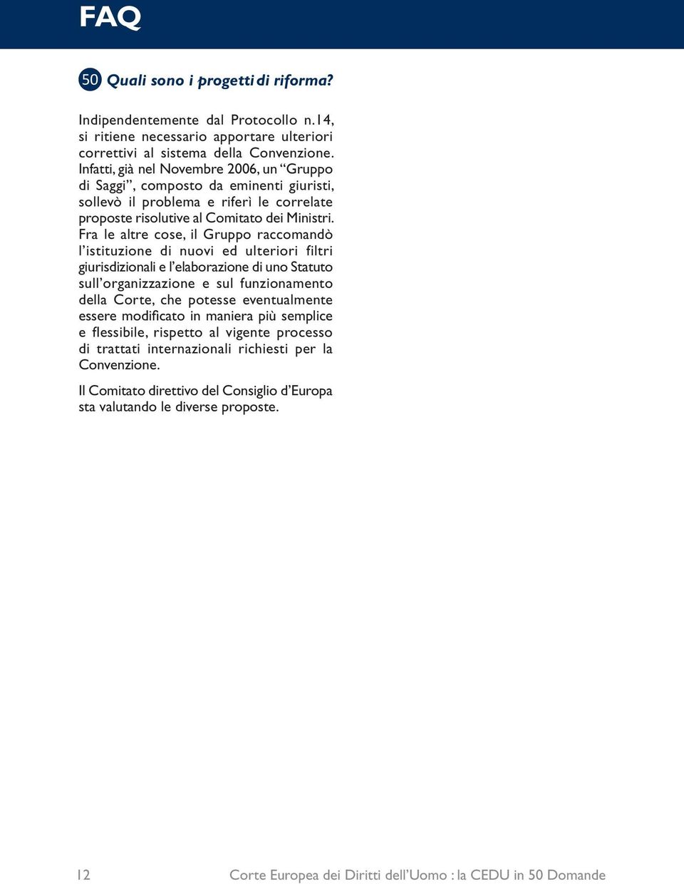 Fra le altre cose, il Gruppo raccomandò l istituzione di nuovi ed ulteriori filtri giurisdizionali e l elaborazione di uno Statuto sull organizzazione e sul funzionamento della Corte, che