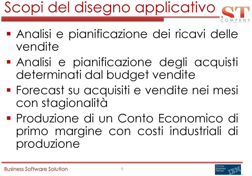 vendite Forecast su acquisiti e vendite nei mesi con stagionalità