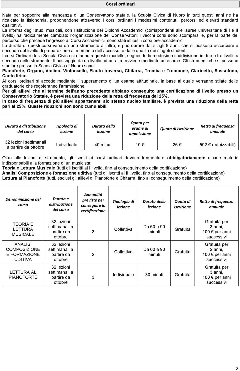 La riforma degli studi musicali, con l istituzione dei Diplomi Accademici (corrispondenti alle lauree universitarie di I e II livello) ha radicalmente cambiato l organizzazione dei Conservatori: i