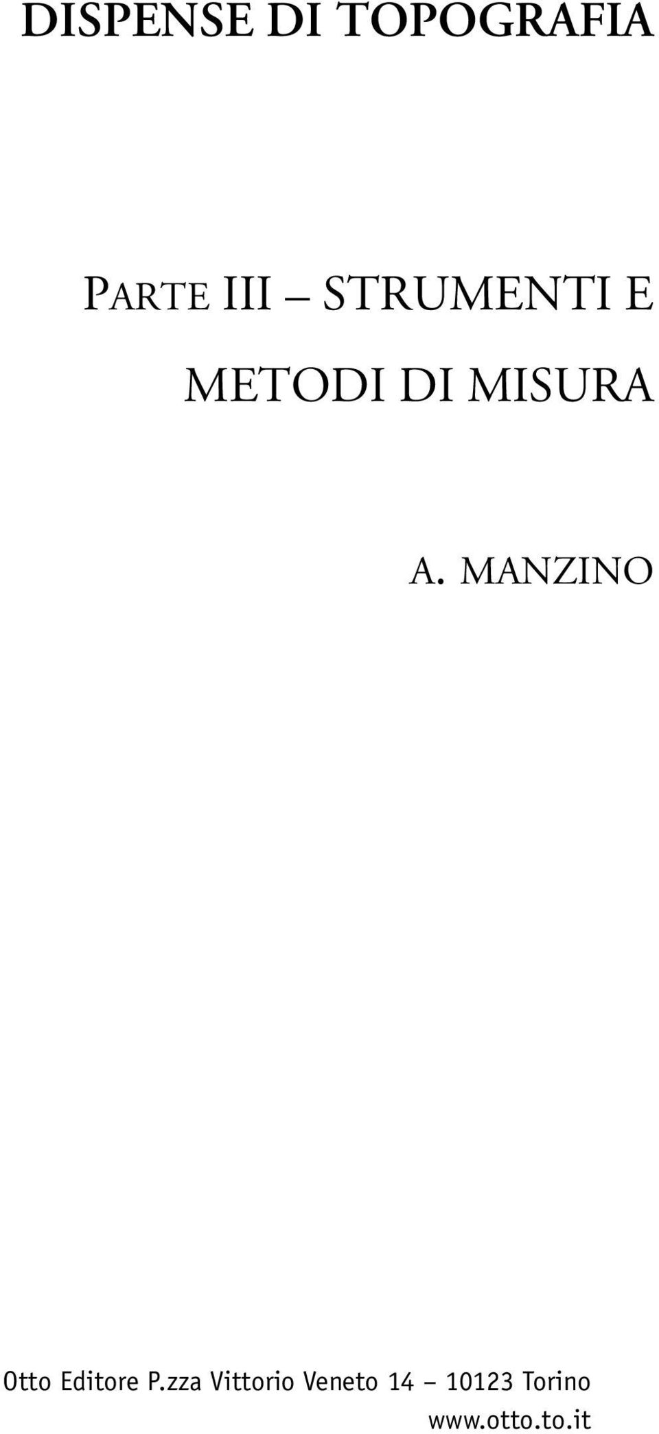 MANZINO Otto Editore P.