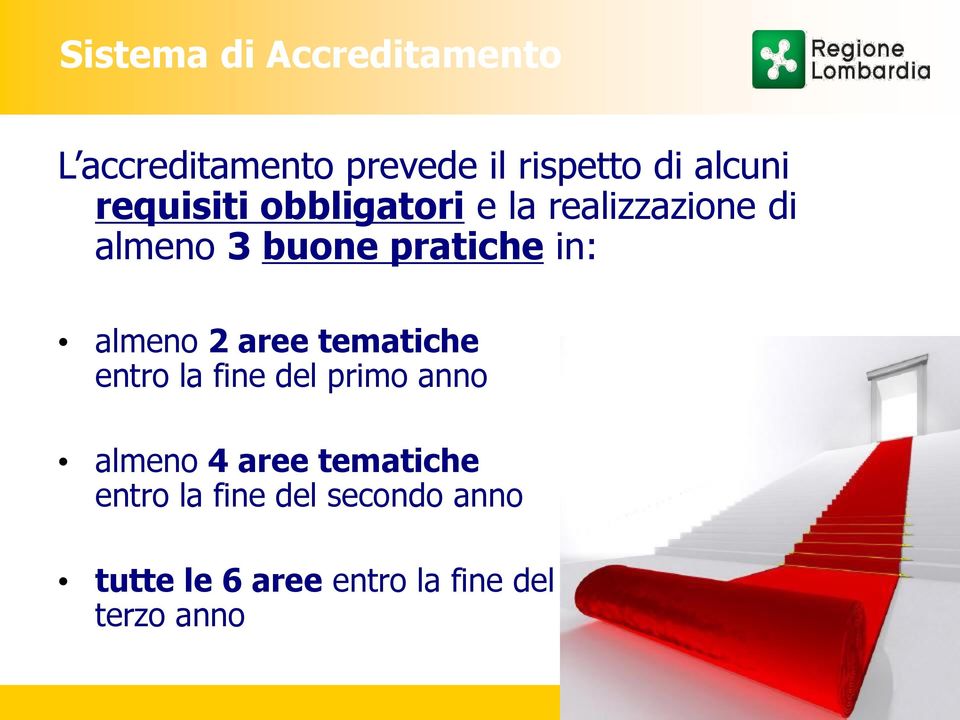 almeno 2 aree tematiche entro la fine del primo anno almeno 4 aree