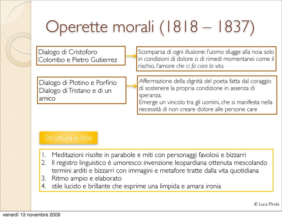 Affermazione della dignità del poeta fatta dal coraggio di sostenere la propria condizione in assenza di speranza.