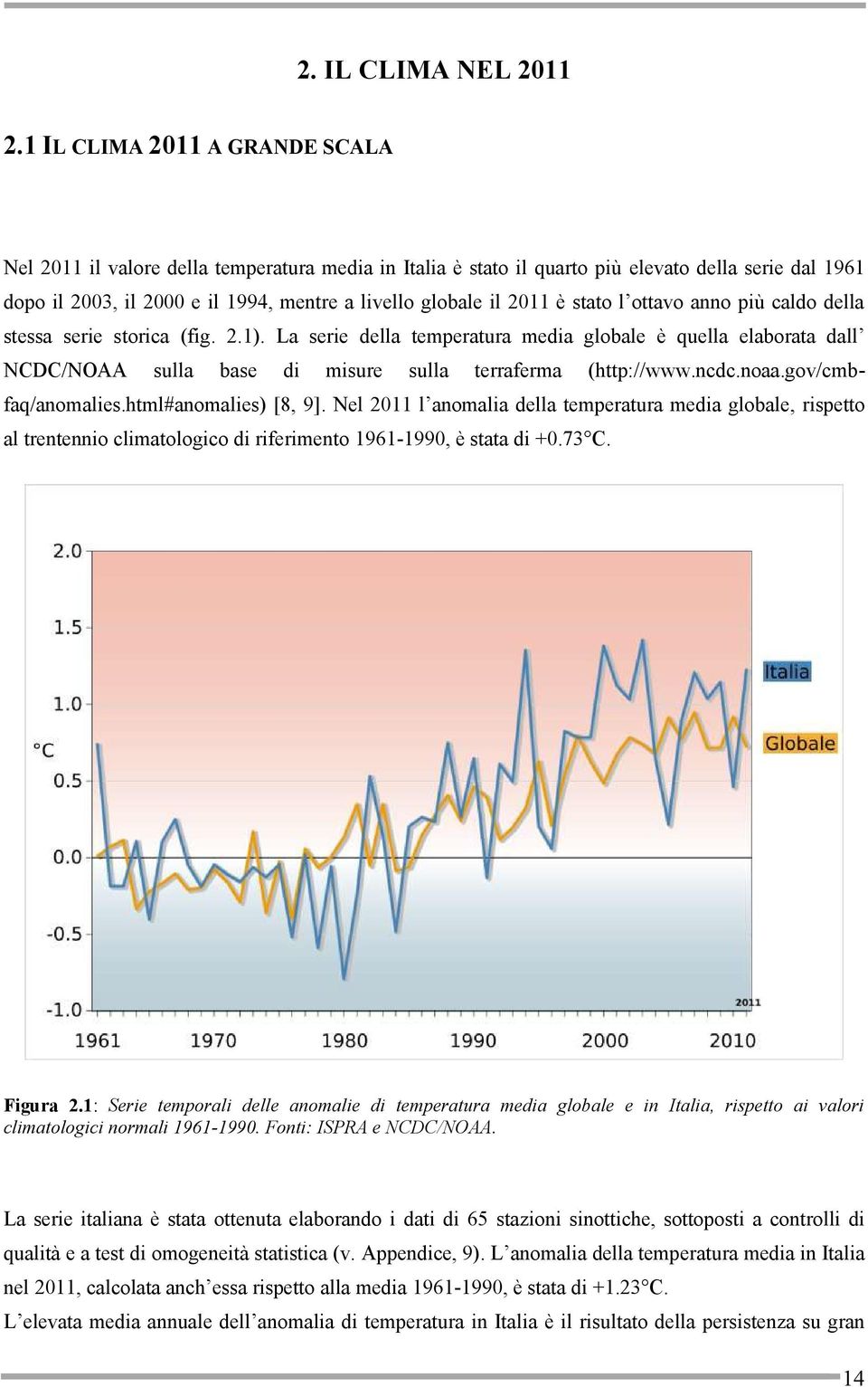 2011 è stato l ottavo anno più caldo della stessa serie storica (fig. 2.1).