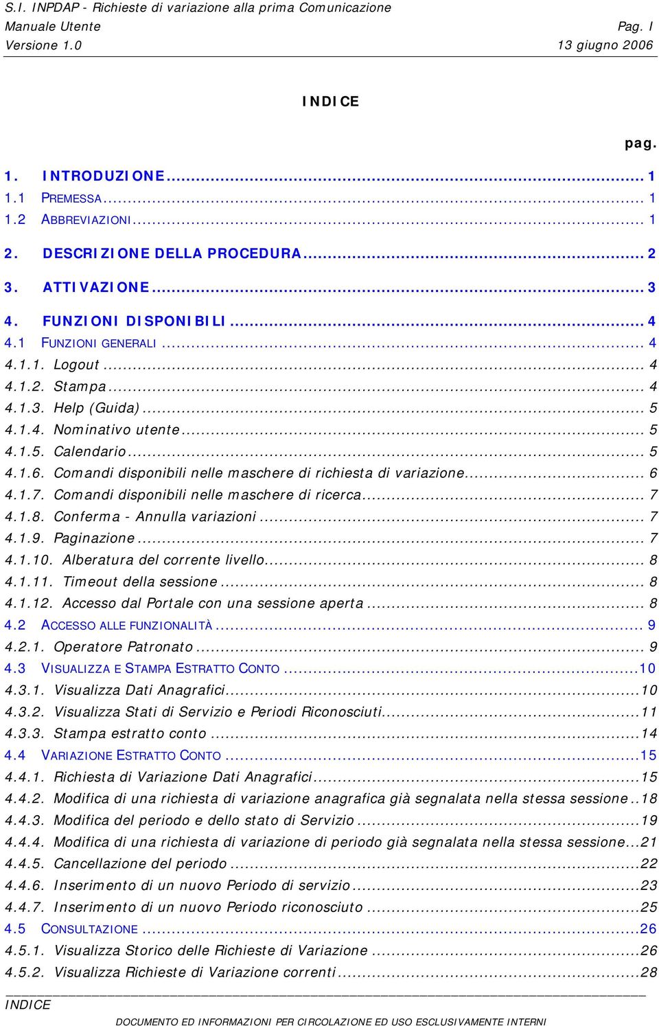 Comandi disponibili nelle maschere di richiesta di variazione... 6 4.1.7. Comandi disponibili nelle maschere di ricerca... 7 4.1.8. Conferma - Annulla variazioni... 7 4.1.9. Paginazione... 7 4.1.10.