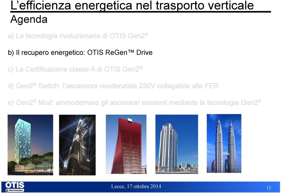 Certificazione classe A di OTIS Gen2 d) Gen2 Switch: l ascensore residenziale 230V