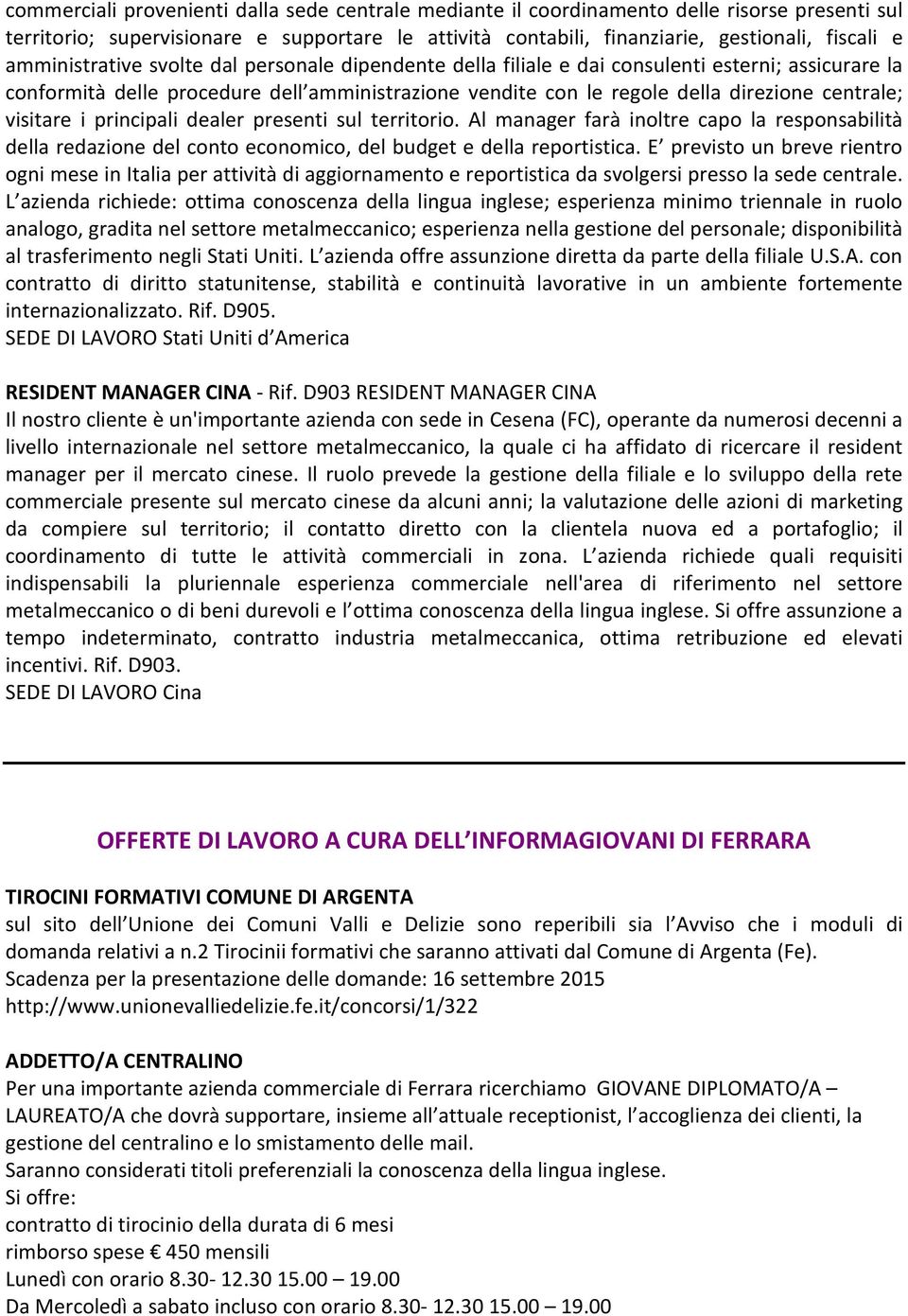 visitare i principali dealer presenti sul territorio. Al manager farà inoltre capo la responsabilità della redazione del conto economico, del budget e della reportistica.