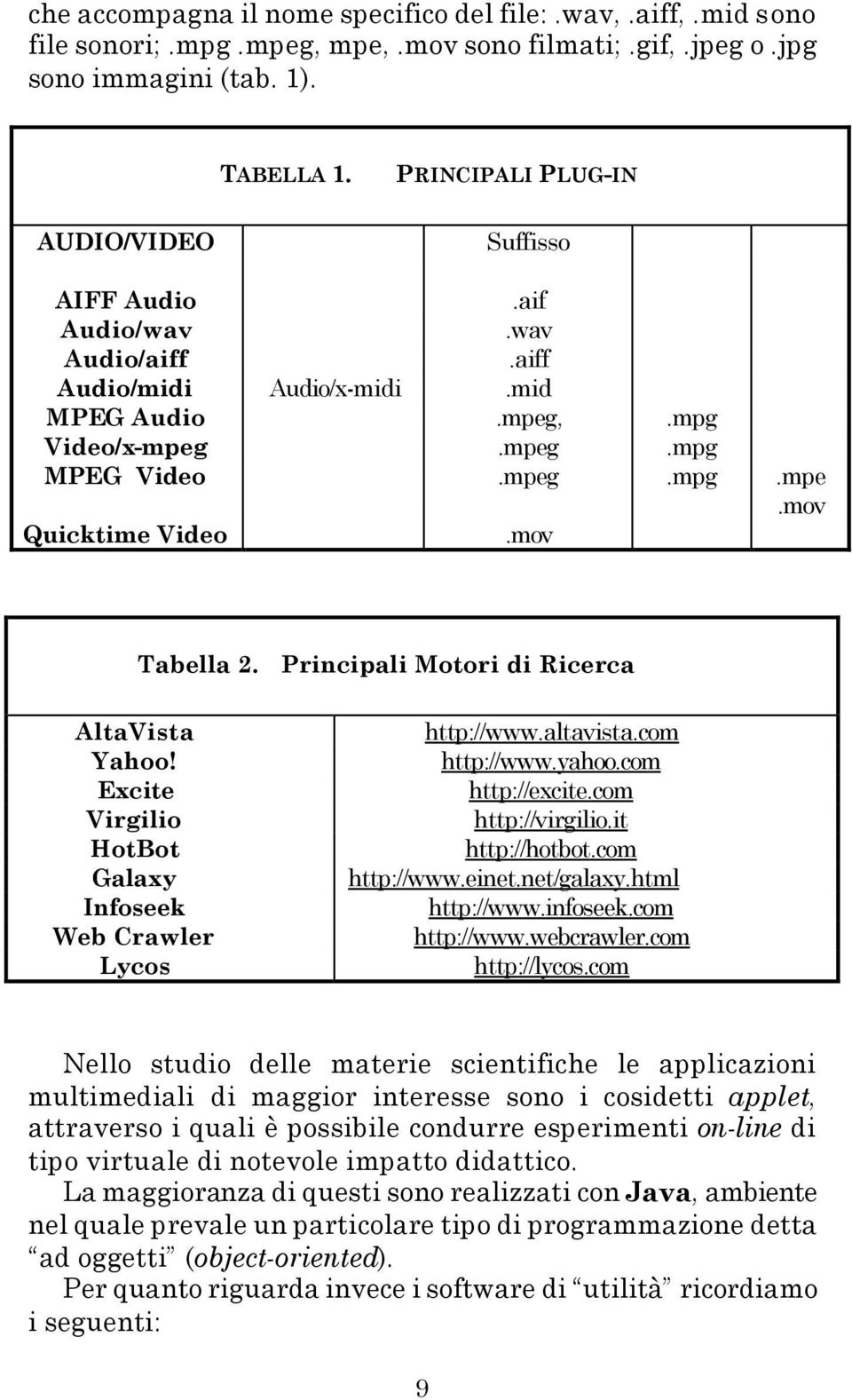 mov Tabella 2. Principali Motori di Ricerca AltaVista Yahoo! Excite Virgilio HotBot Galaxy Infoseek Web Crawler Lycos http://www.altavista.com http://www.yahoo.com http://excite.com http://virgilio.