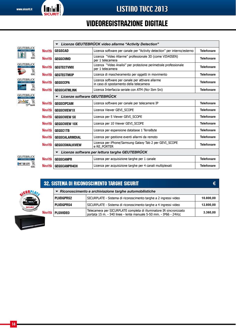 Video Allarme professionale 3D (come VIS40SEN) per 1 telecamera GEGTECTVMX Licenza Video Analisi per protezione perimetrale professionale per 1 telecamera GEGTECTMOP Licenza di mascheramento per