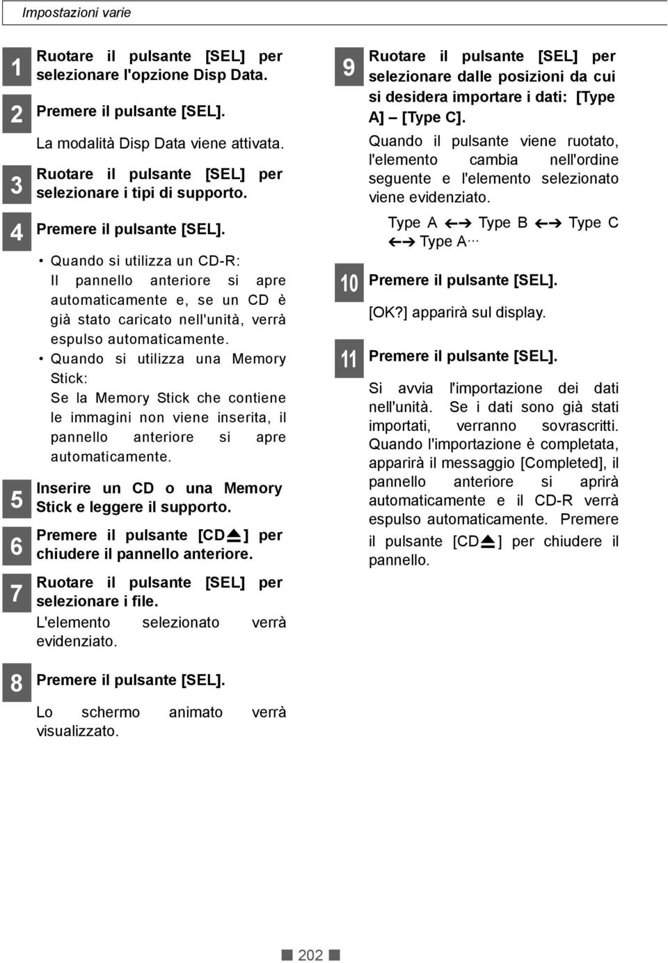 Quando si utilizza una Memory Stick: Se la Memory Stick che contiene le immagini non viene inserita, il pannello anteriore si apre automaticamente.