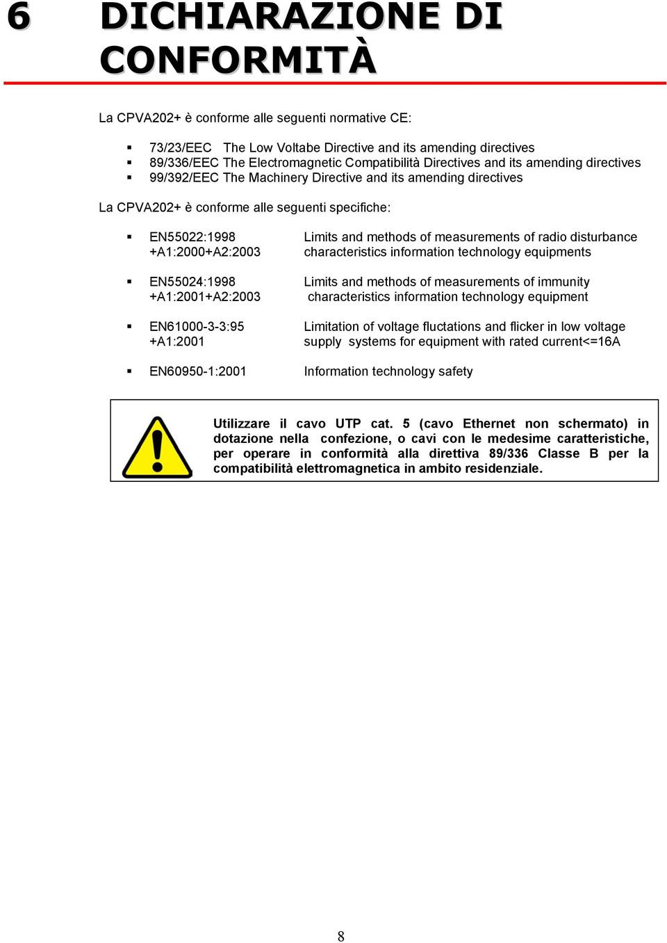 of radio disturbance +A1:2000+A2:2003 characteristics information technology equipments EN55024:1998 Limits and methods of measurements of immunity +A1:2001+A2:2003 characteristics information