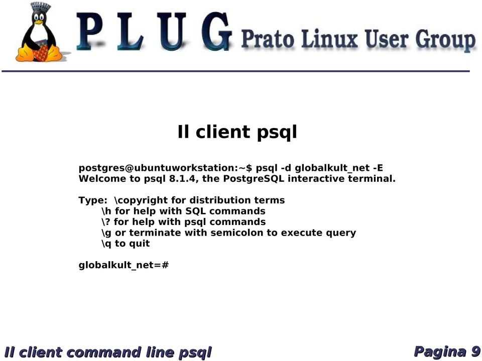 Type: \copyright for distribution terms \h for help with SQL commands \?