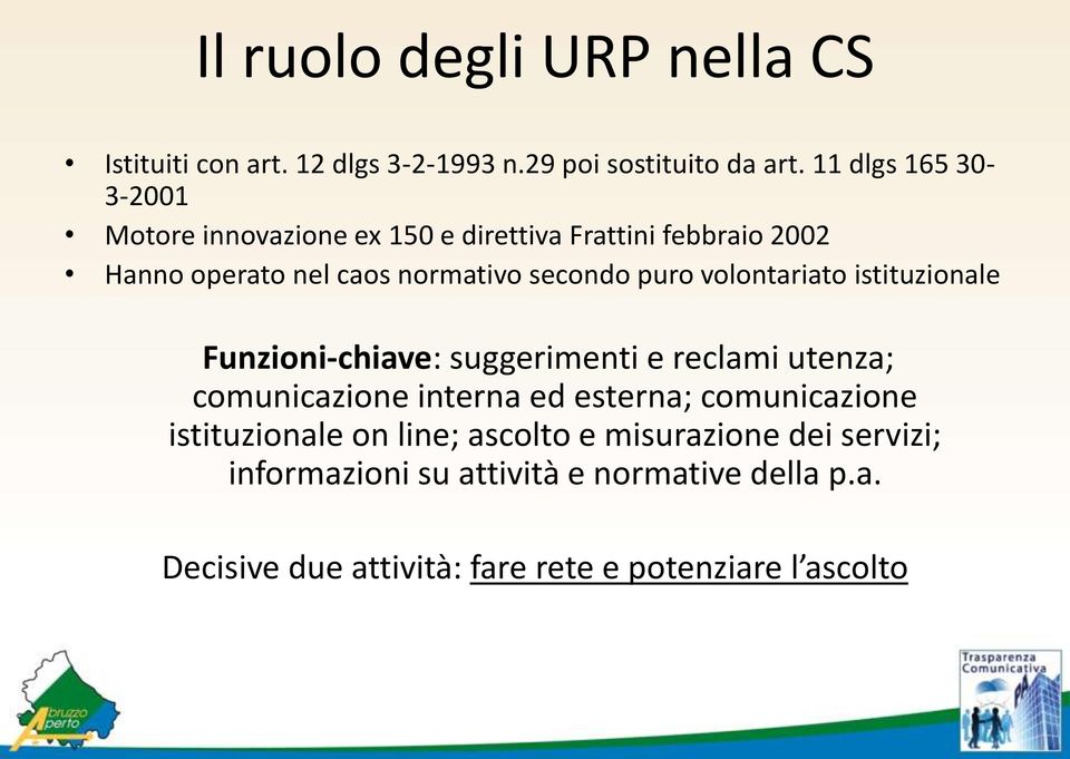 puro volontariato istituzionale Funzioni-chiave: suggerimenti e reclami utenza; comunicazione interna ed esterna;