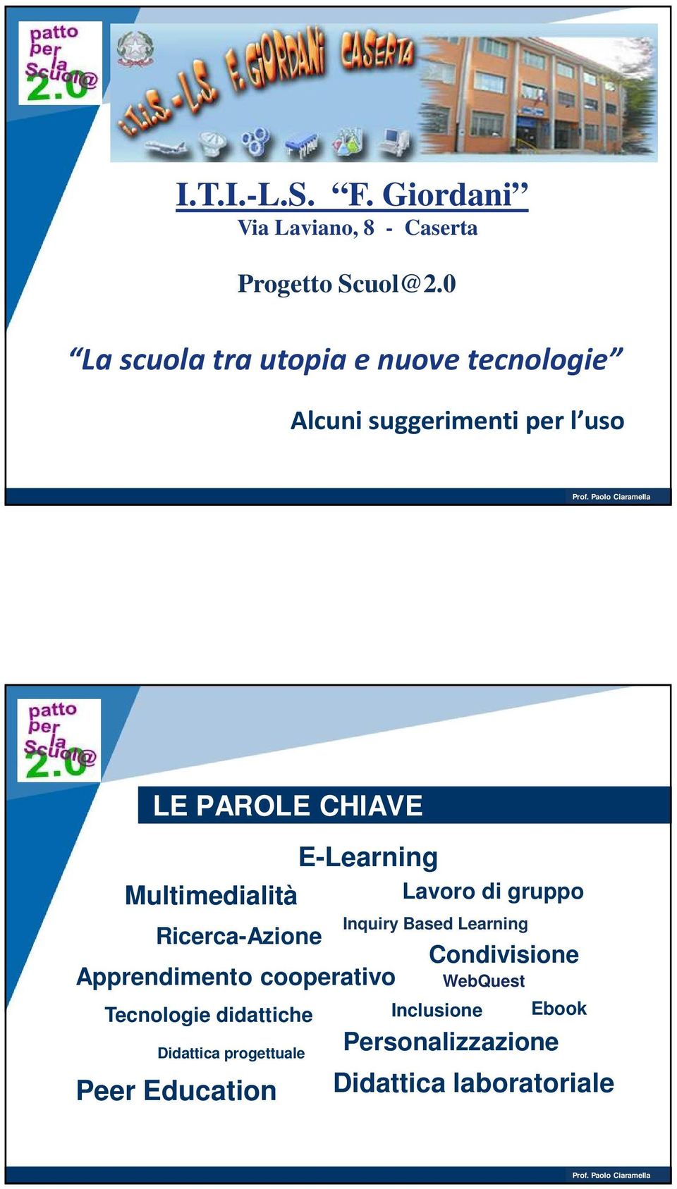 E-Learning Multimedialità Ricerca-Azione Apprendimento cooperativo Tecnologie didattiche Didattica