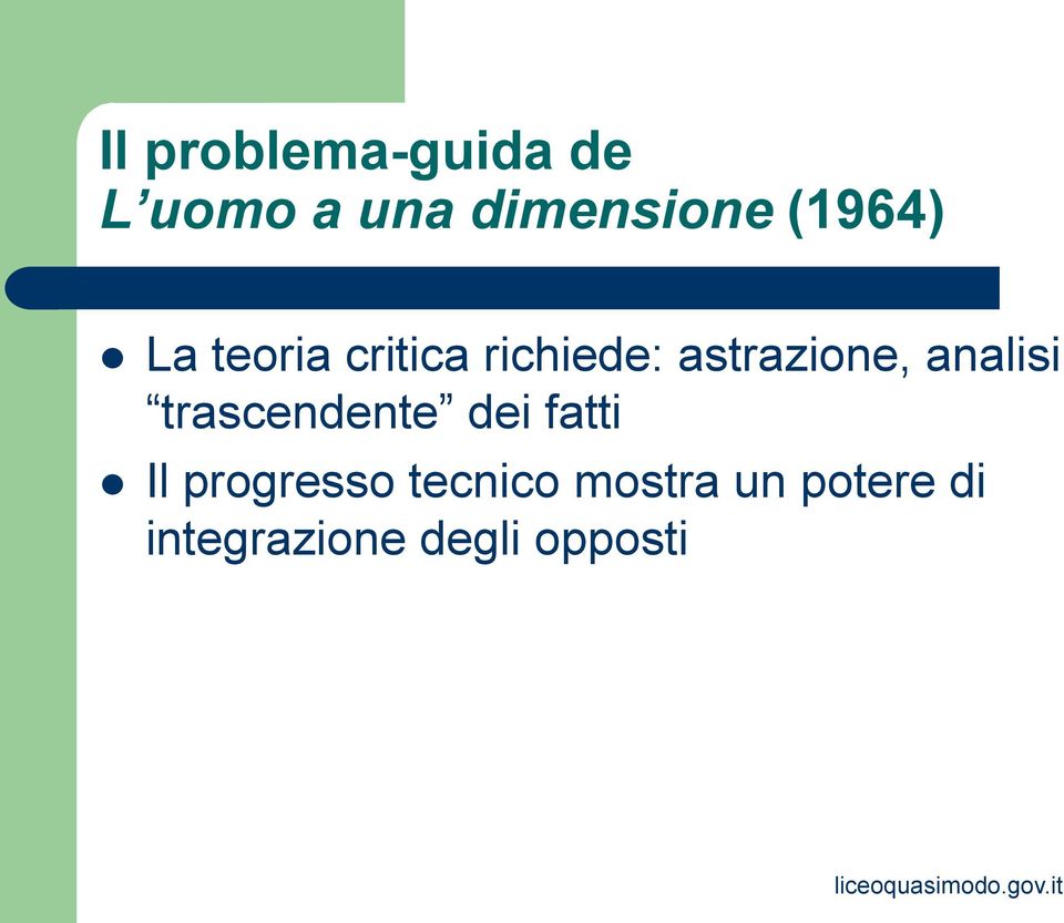 analisi trascendente dei fatti Il progresso