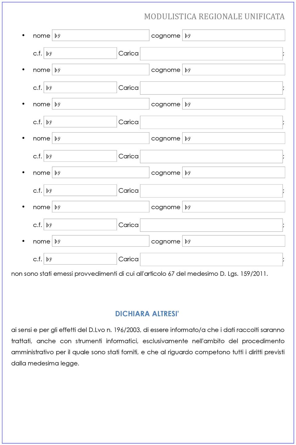 196/2003, di essere informato/a che i dati raccolti saranno trattati, anche con strumenti informatici,