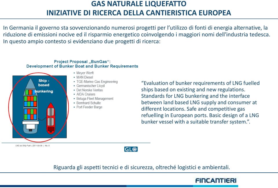 In questo ampio contesto si evidenziano due progetti di ricerca: Evaluation of bunker requirements of LNG fuelled ships based on existing and new regulations.