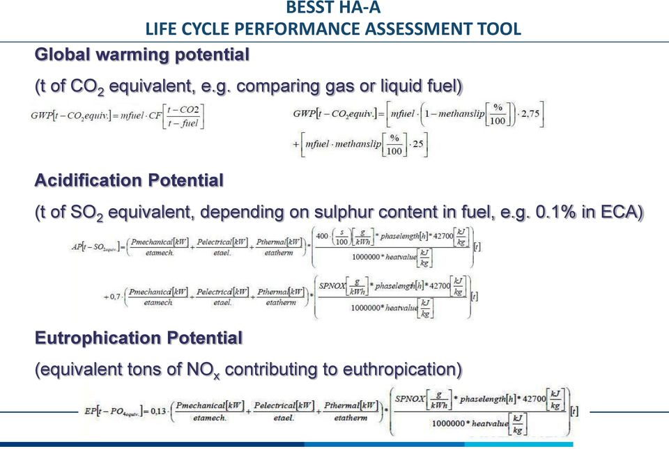 comparing gas or liquid fuel) Acidification Potential (t of SO 2 equivalent,