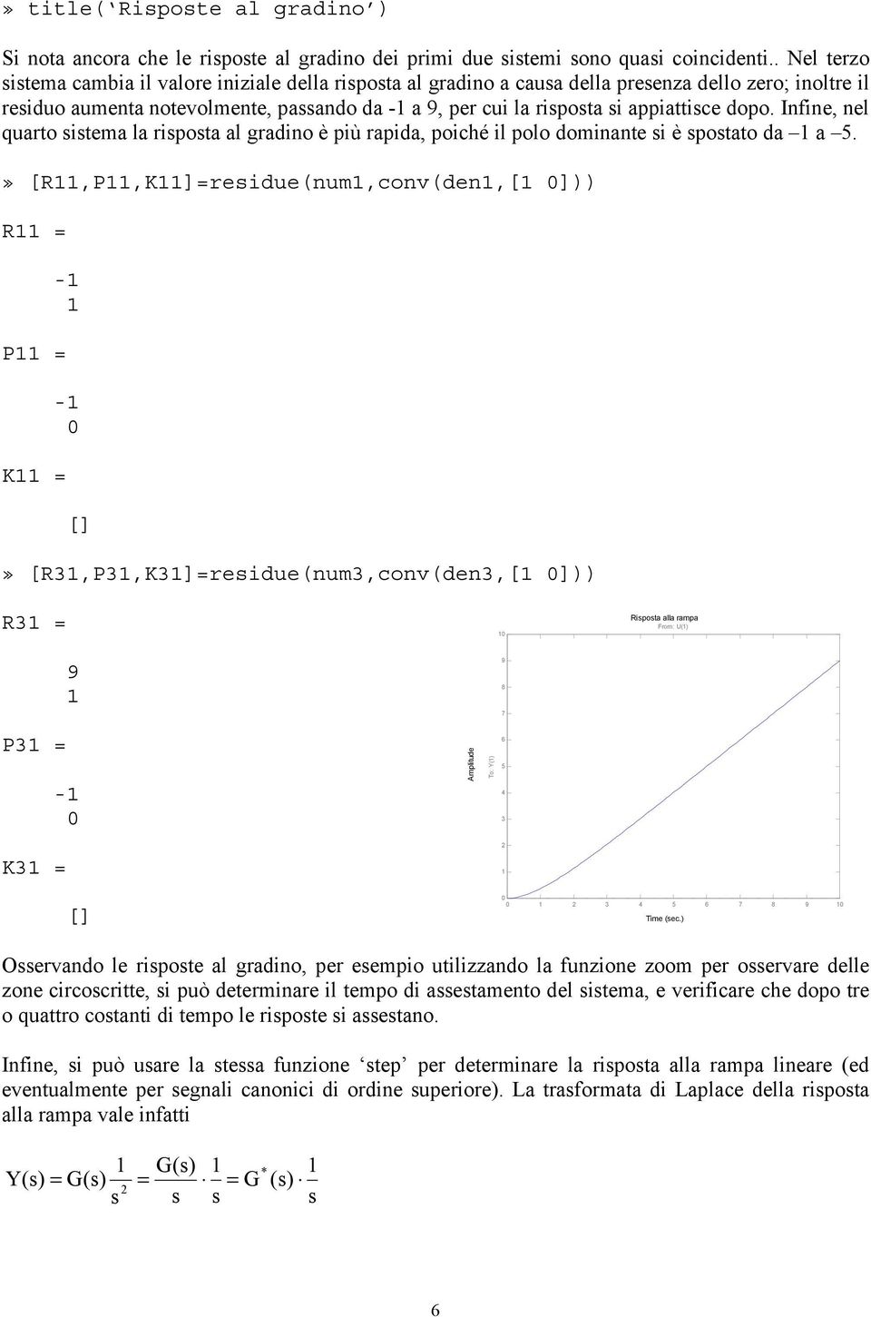 appiattisce dopo. Infine, nel quarto sistema la risposta al gradino è più rapida, poiché il polo dominante si è spostato da a 5.