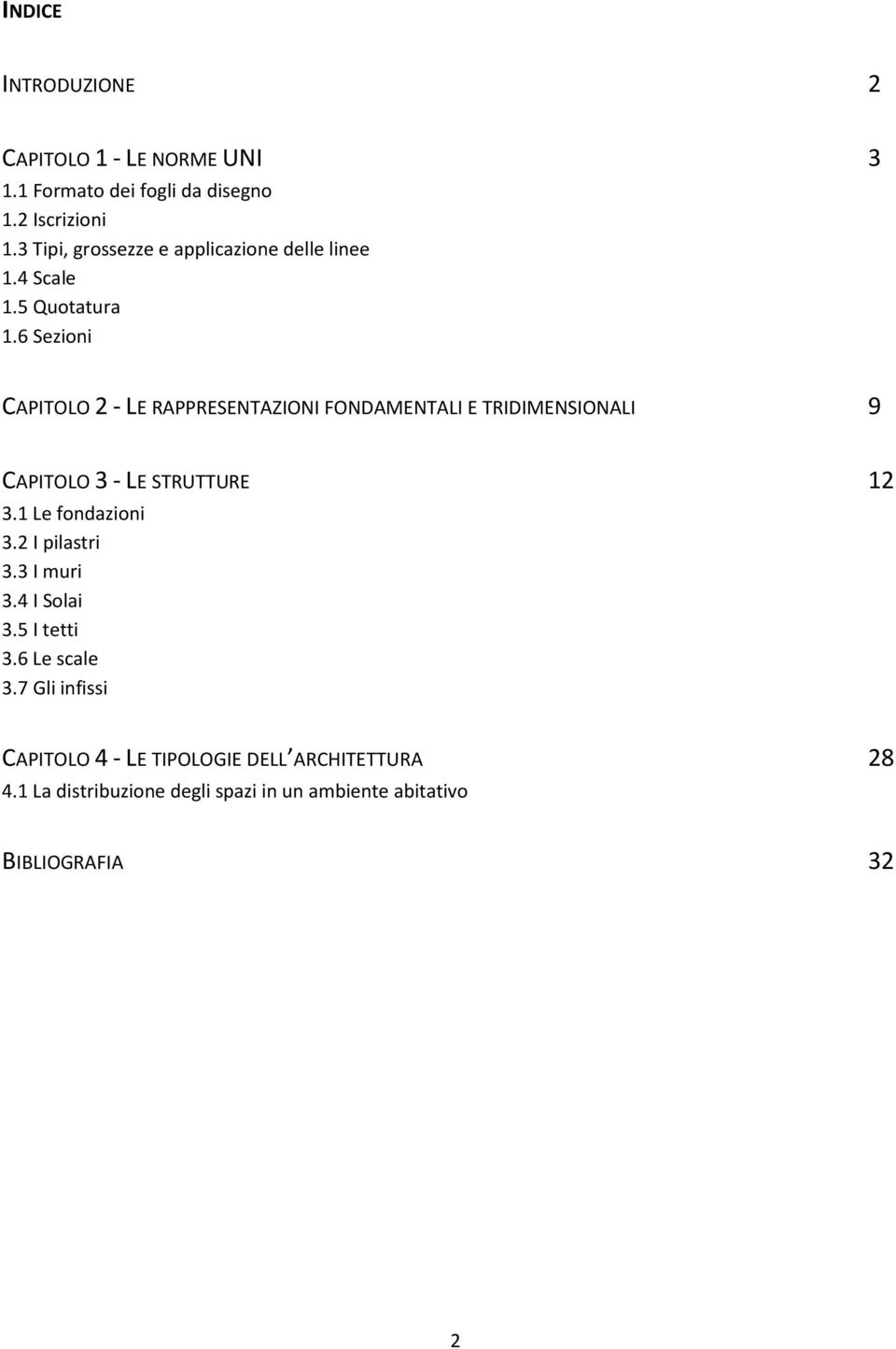 6 Sezioni CAPITOLO 2 - LE RAPPRESENTAZIONI FONDAMENTALI E TRIDIMENSIONALI 9 CAPITOLO 3 - LE STRUTTURE 12 3.