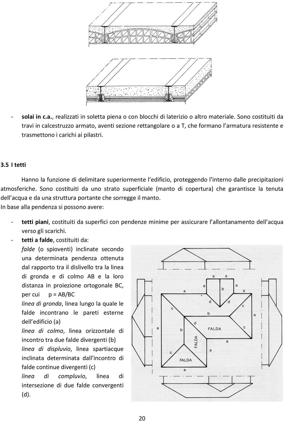 5 I tetti Hanno la funzione di delimitare superiormente l edificio, proteggendo l interno dalle precipitazioni atmosferiche.