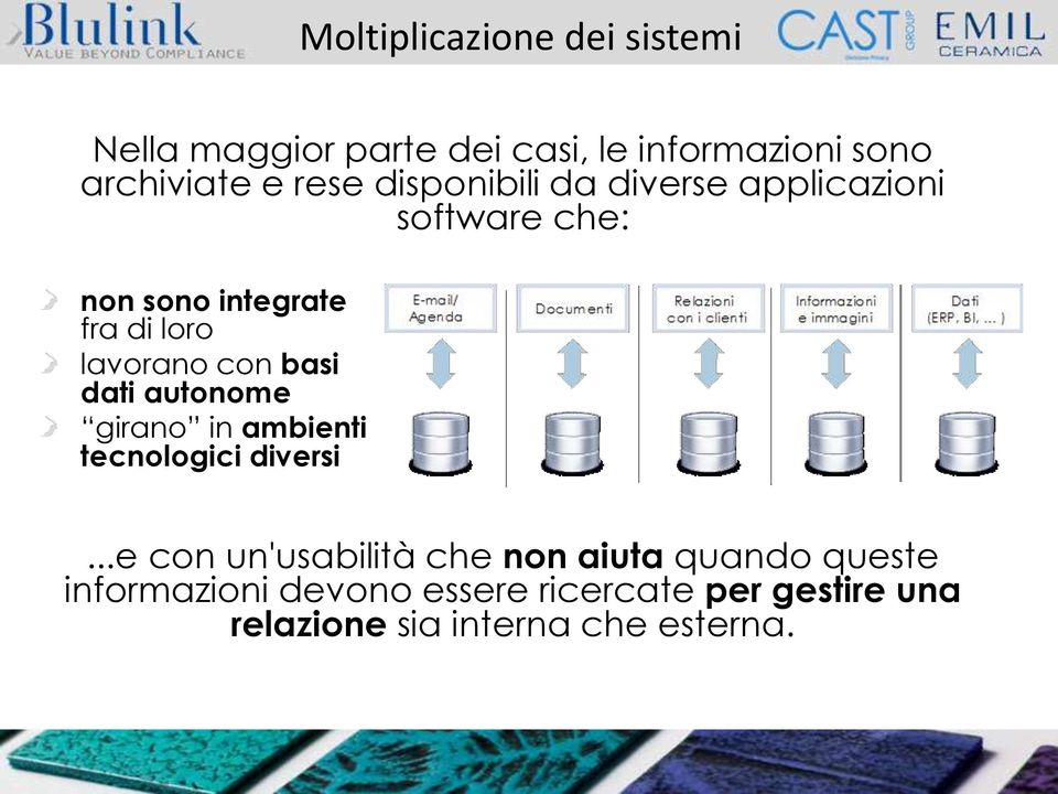 basi dati autonome girano in ambienti tecnologici diversi.