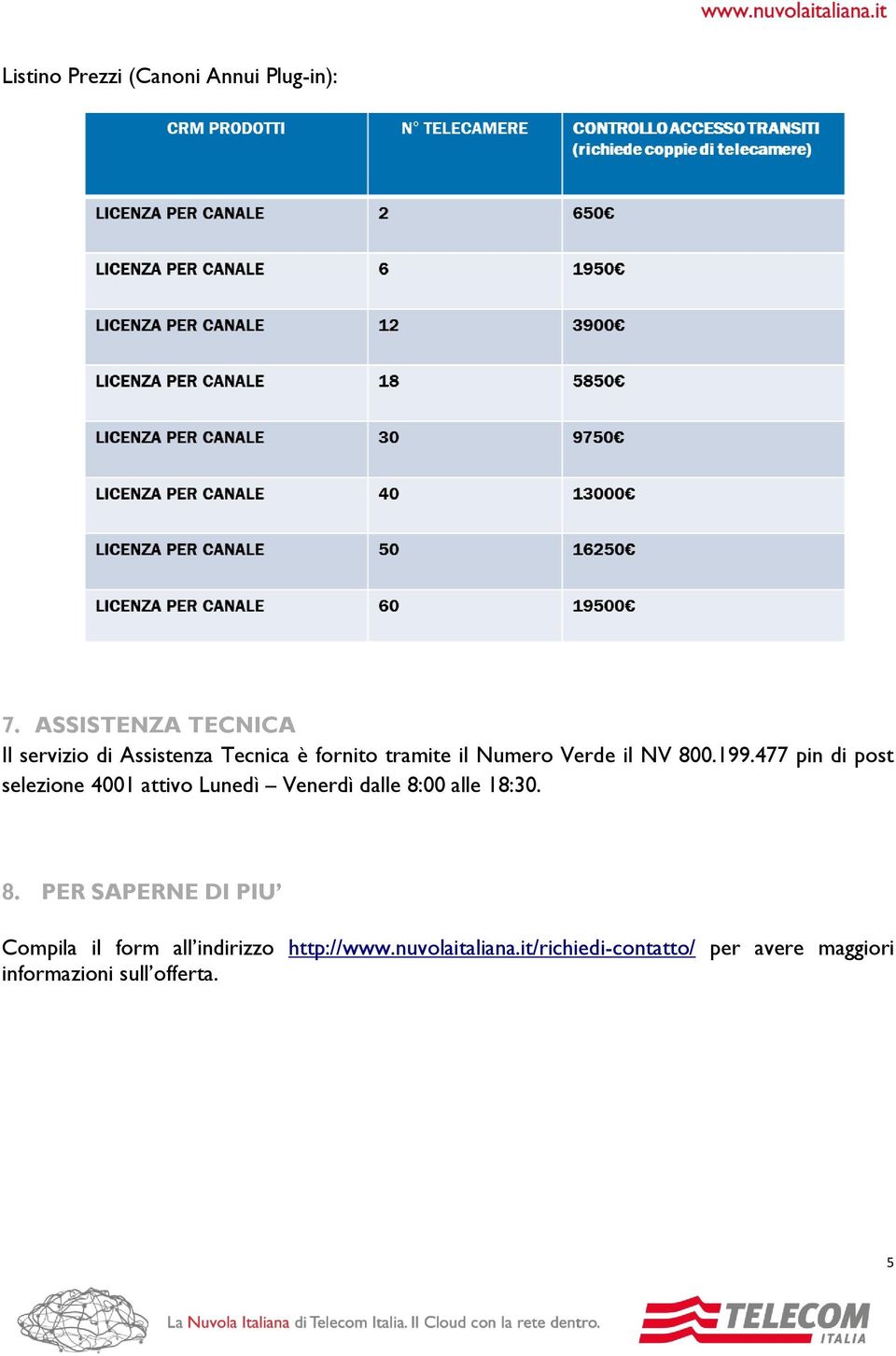 NV 800.199.477 pin di post selezione 4001 attivo Lunedì Venerdì dalle 8:00 alle 18:30. 8. PER SAPERNE DI PIU Compila il form all indirizzo http://www.