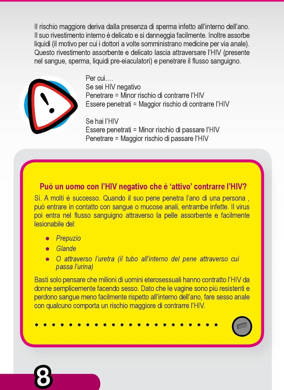 Questo rivestimento assorbente e delicato lascia attraversare l HIV (presente nel sangue, sperma, liquidi pre-eiaculatori) e penetrare il flusso sanguigno. Per cui.