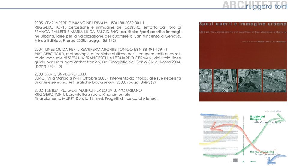 185-192) 2004 LINEE GUIDA PER IL RECUPERO ARCHITETTONICO ISBN 88-496-1391-1 RUGGERO TORTI, metodologie e tecniche di rilievo per il recupero edilizio, estratto dal manuale di STEFANIA FRANCESCHI e