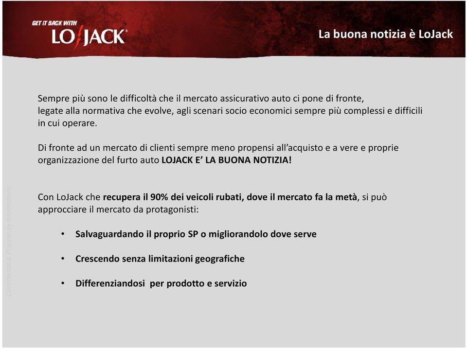 Di fronte ad un mercato di clienti sempre meno propensi all acquisto e a vere e proprie organizzazione del furto auto LOJACK E LA BUONA NOTIZIA!