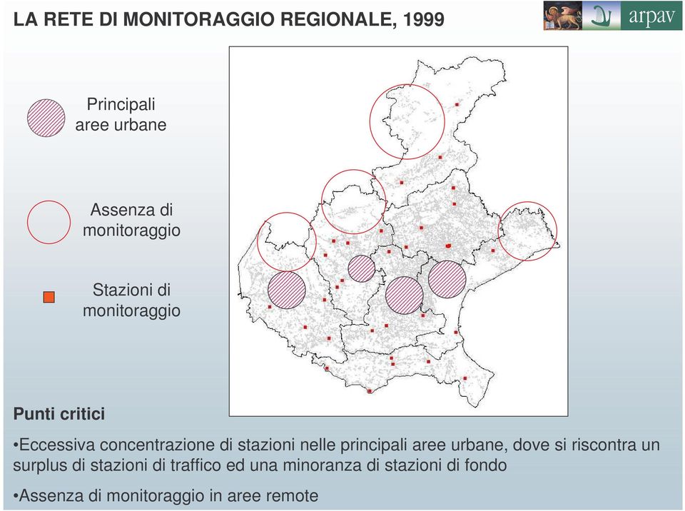 stazioni nelle principali aree urbane, dove si riscontra un surplus di stazioni