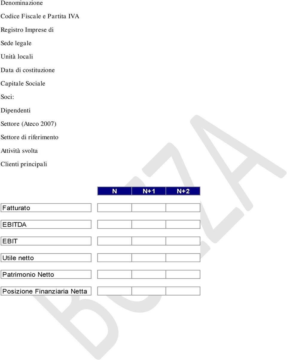 (Ateco 2007) Settore di riferimento Attività svolta Clienti principali N N+1