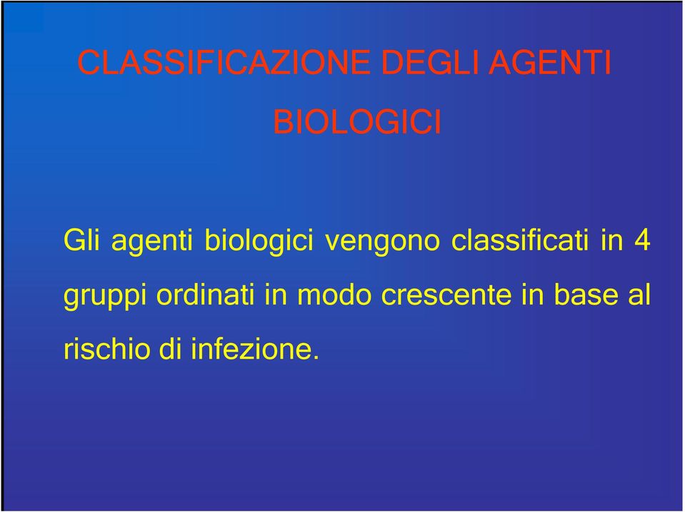 vengono classificati in 4 gruppi