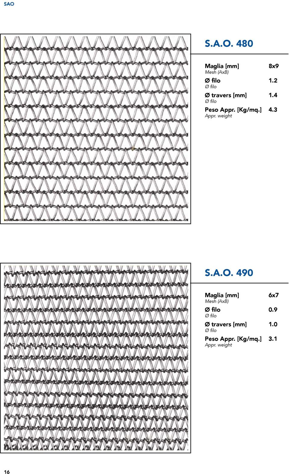 ] 4.3 S.A.O. 490 Maglia [mm] 6x7 0.