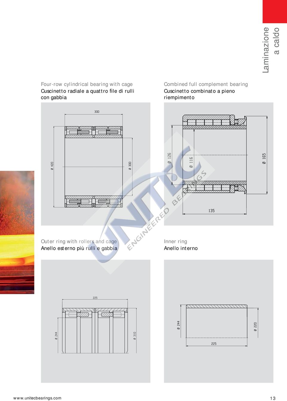 bearing Cuscinetto combinato a pieno riempimento Outer ring with