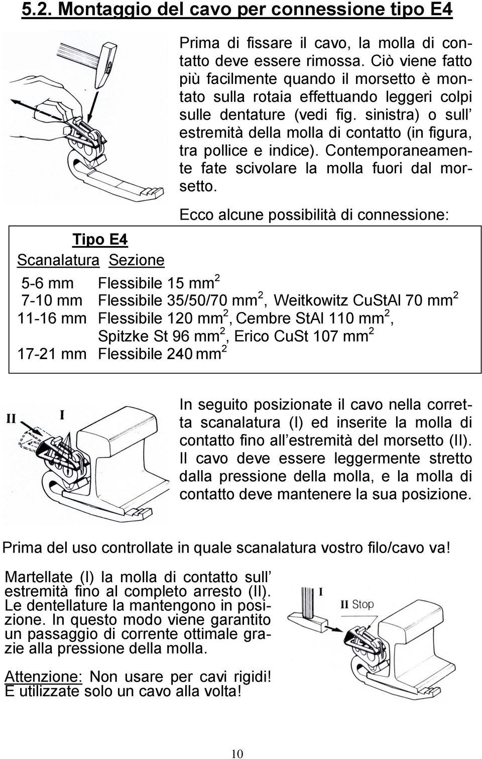 sinistra) o sull estremità della molla di contatto (in figura, tra pollice e indice). Contemporaneamente fate scivolare la molla fuori dal morsetto.